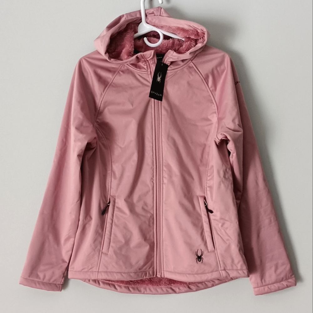 NEW Spyder Jacket Fleece Lined Front Zipper Pockets Lilac Blush Pink Medium